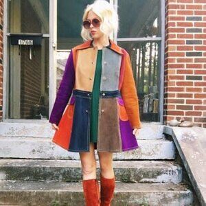 1970s Vintage Rare Gassy Jack Bright Color Block Suede Patchwork Leather Jacket